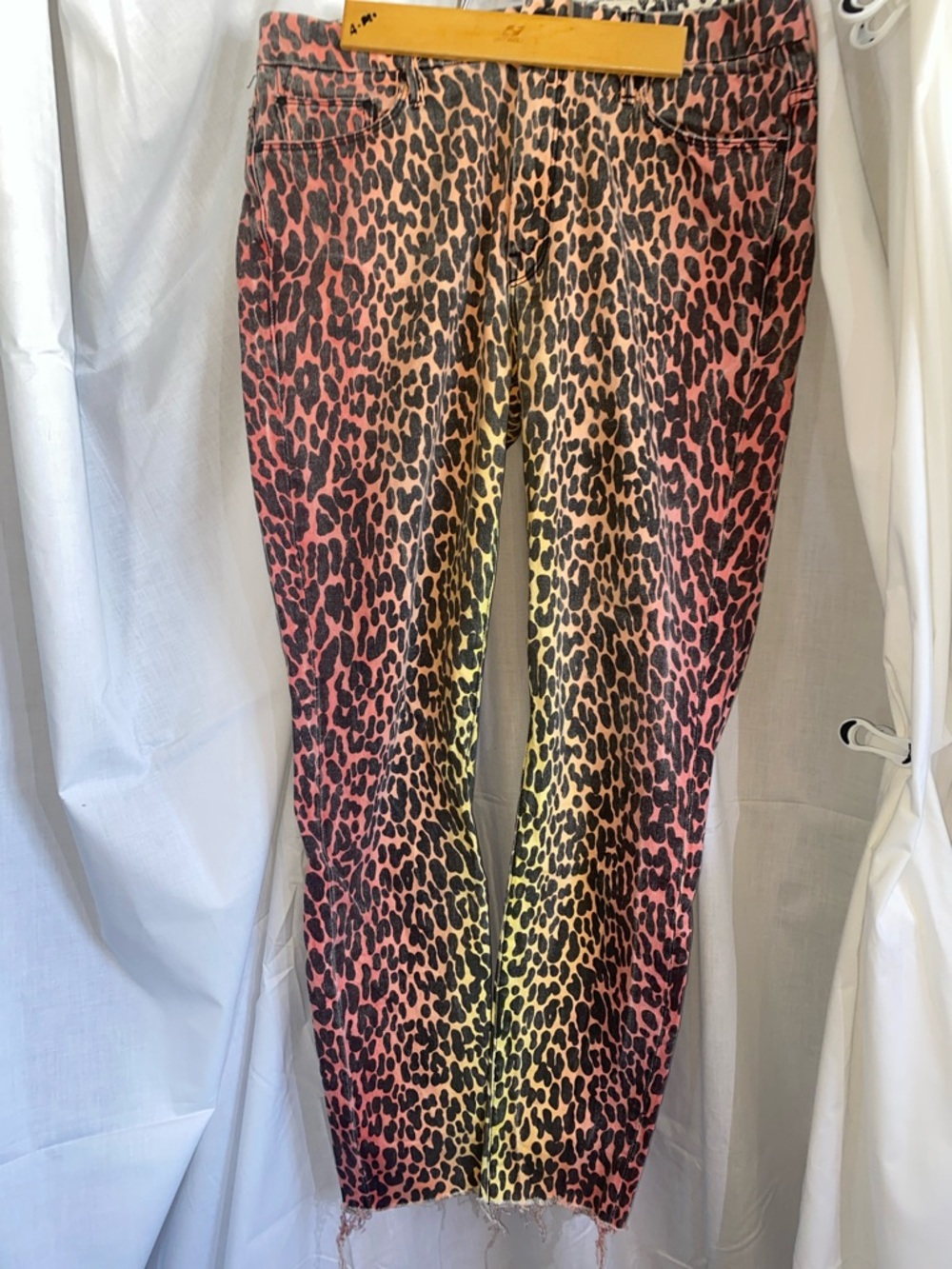 MOTHER distressed animal print denim jeans